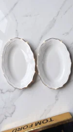 20cm Kayık 2 Adet Altın Porselen Luxury - Görsel 3