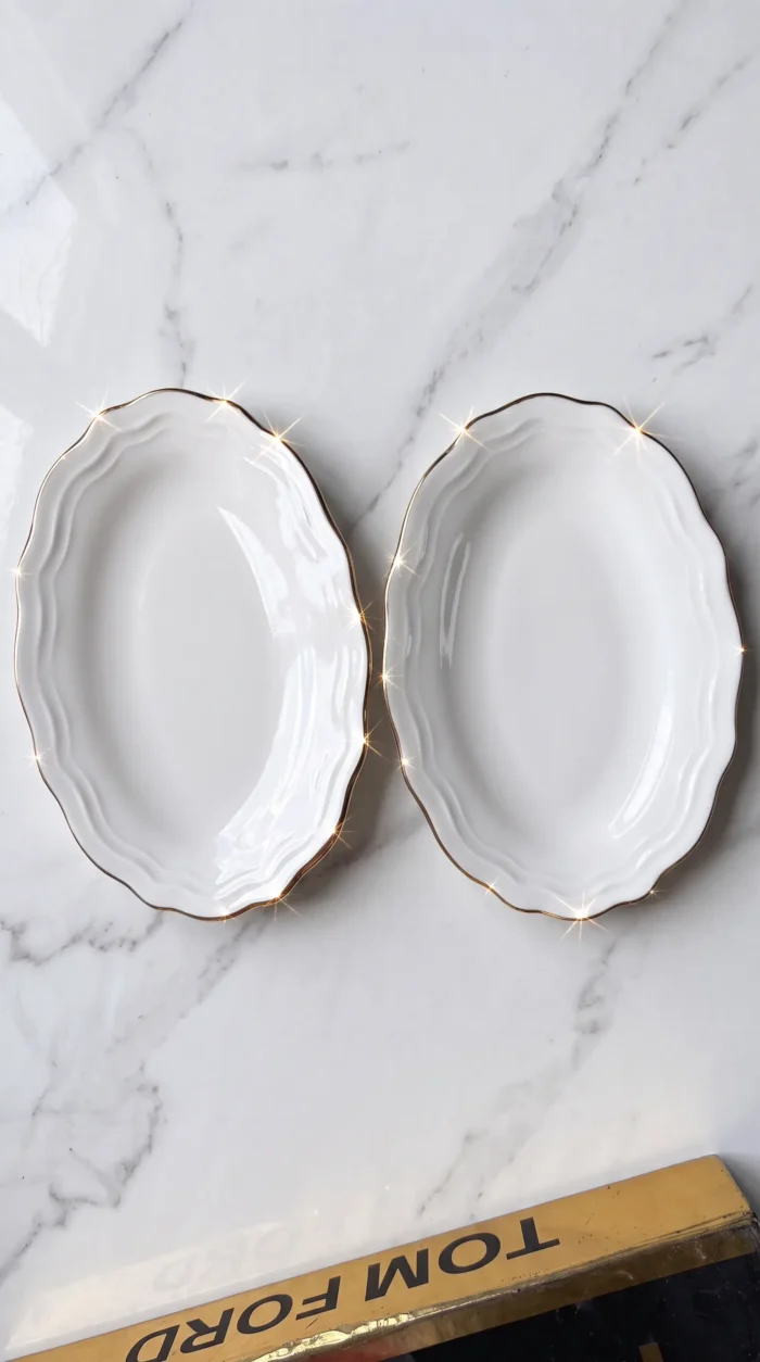 20cm Kayık 2 Adet Altın Porselen Luxury - Görsel 3