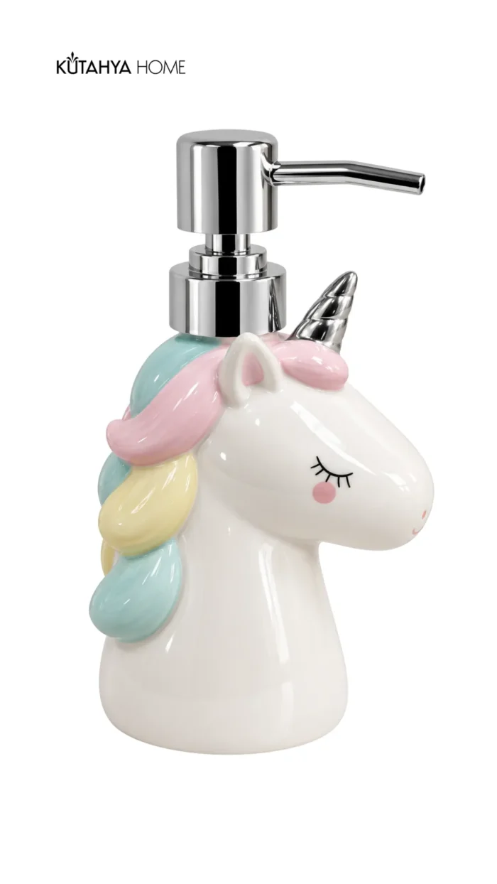 Zuzu Unicorn Figürlü Sıvı Sabunluk Pastel Renkli Beyaz Pompalı Sabunluk - Görsel 3