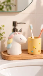 Zuzu Unicorn Figürlü Sıvı Sabunluk Pastel Renkli Beyaz Pompalı Sabunluk