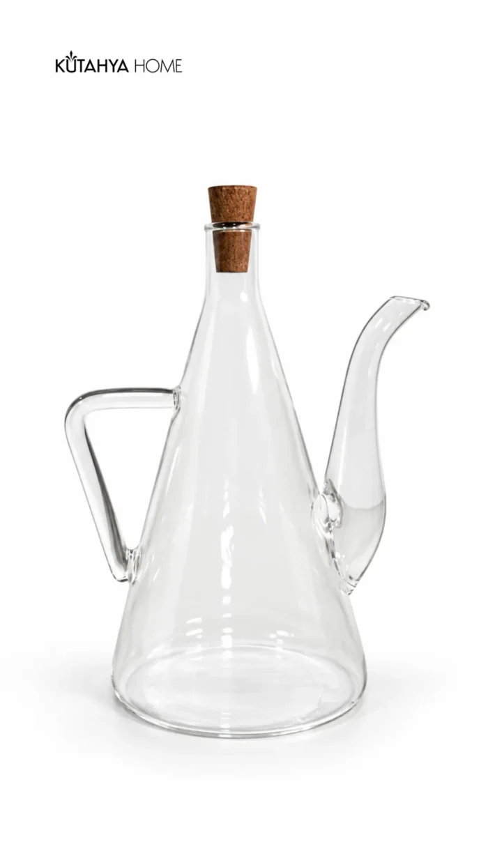 Glozzy Cam Yağlık 500 ml Kulplu Mantar Tıpalı Zeytinyağı Yağdanlığı - Görsel 3